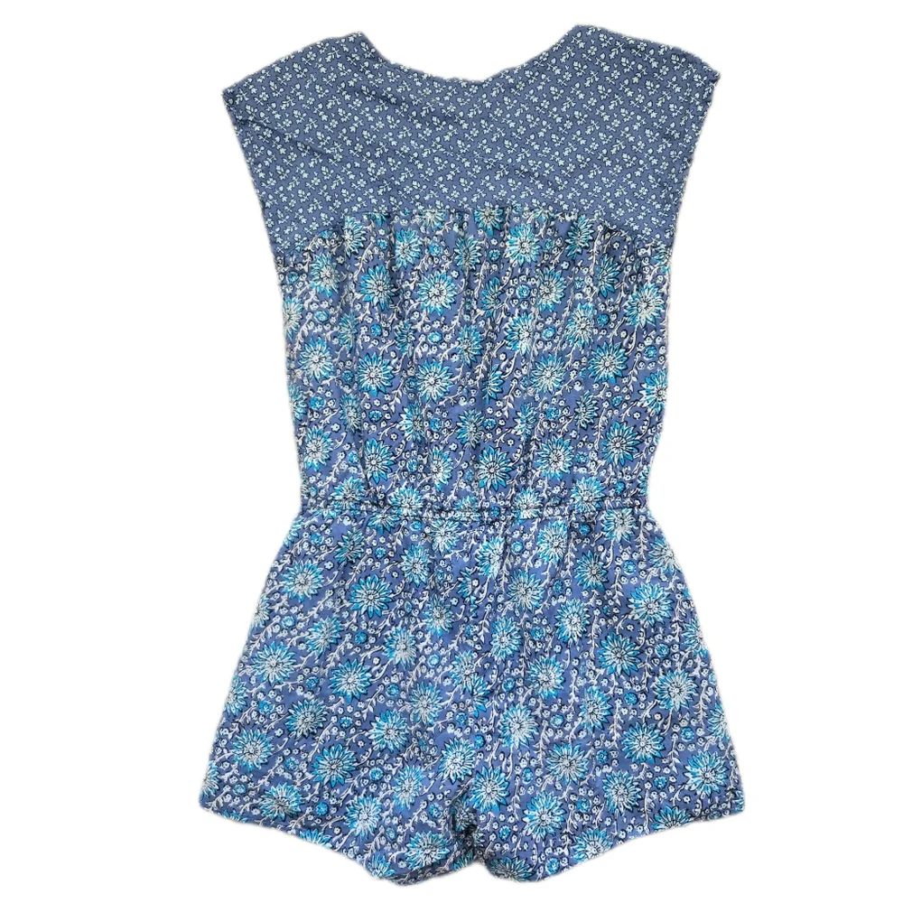 Gap Kids Blue Floral Romper With Pockets